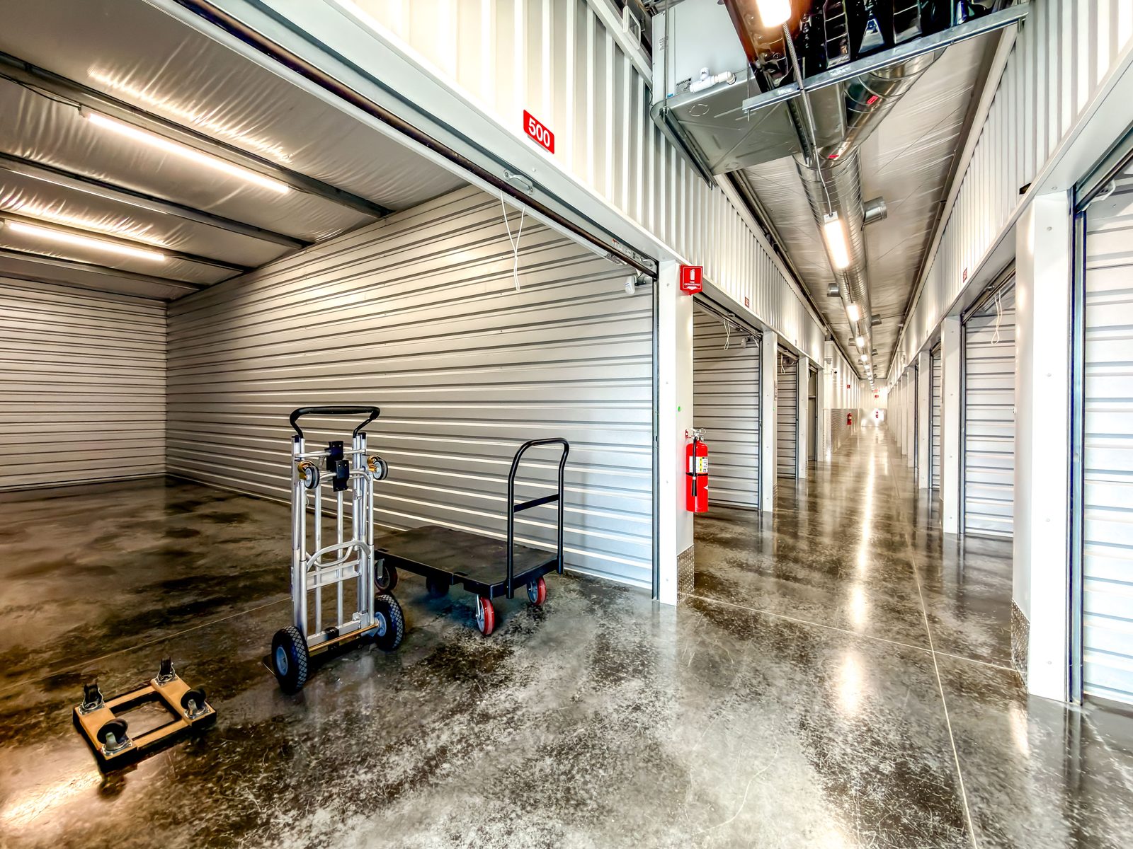 Climate-controlled storage unit with 11-foot ceilings and free carts, serving Stringtown, KY